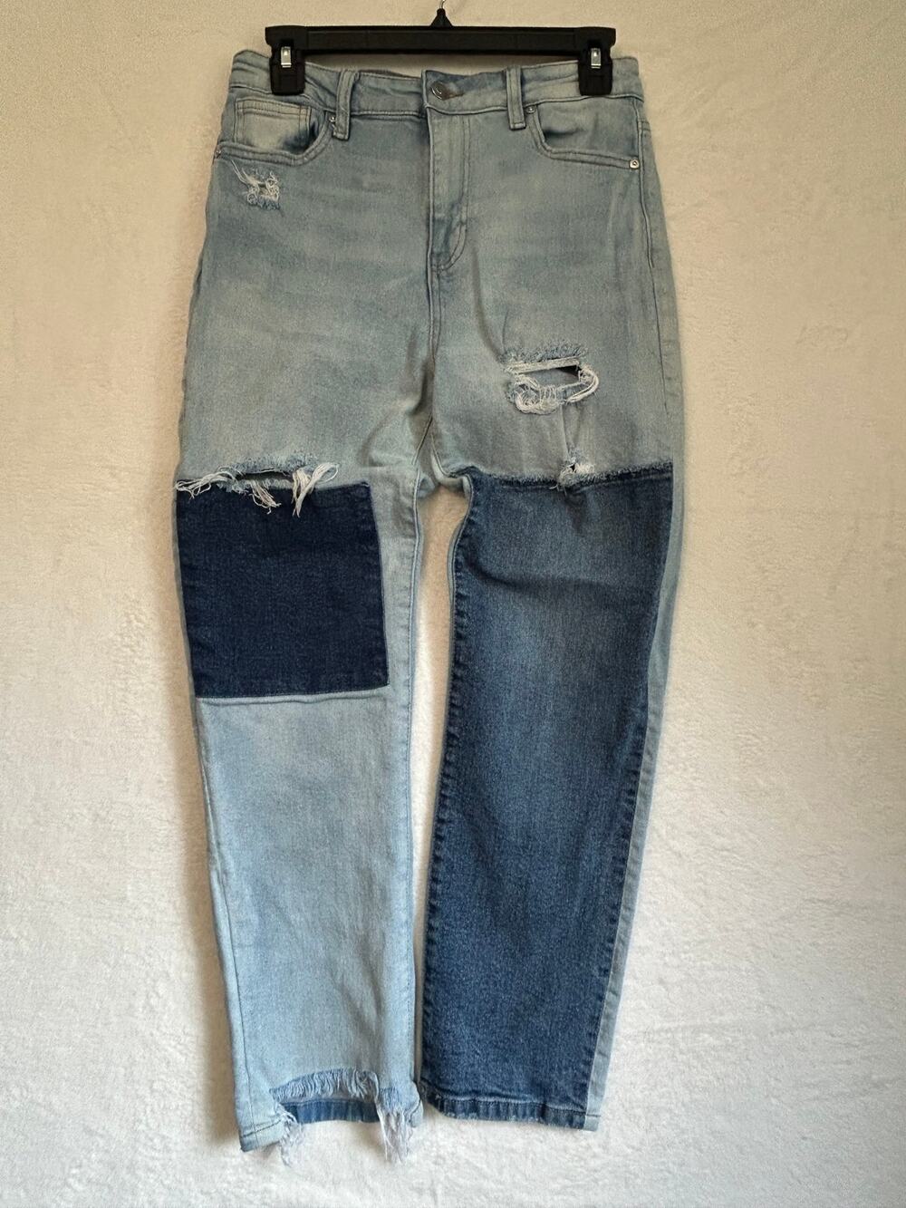 Celebrity Pink Patchwork Skinny Jeans 9/29 Y2K Stretch Denim Boho